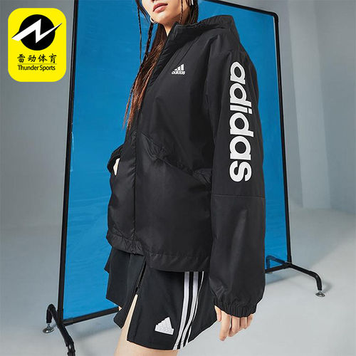 Adidas/阿迪达斯正品W LIN WB女士宽松经典连帽图案外套H07842