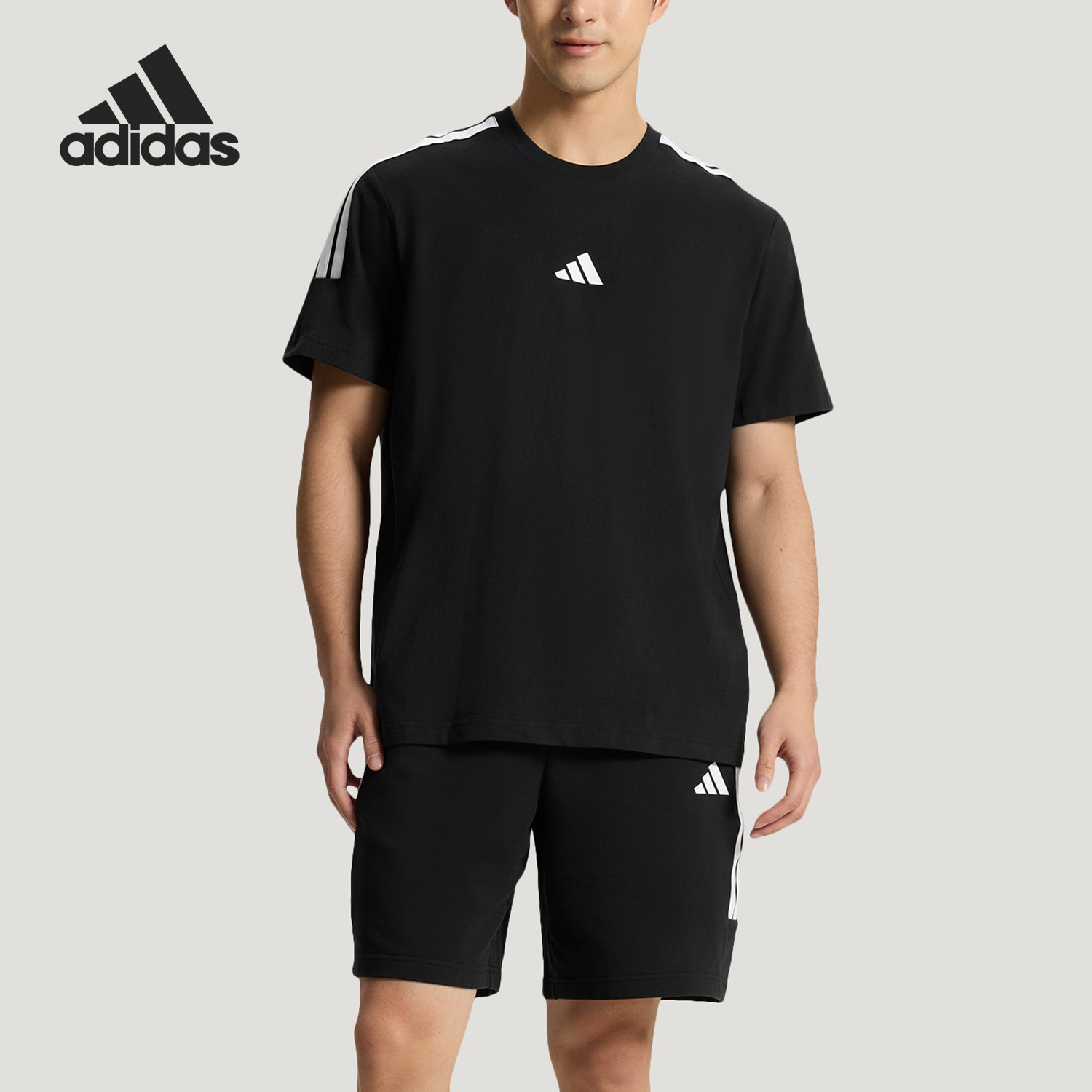 Adidas/阿迪达斯正品轻运动系列新款男女经典休闲短袖套装KX0521