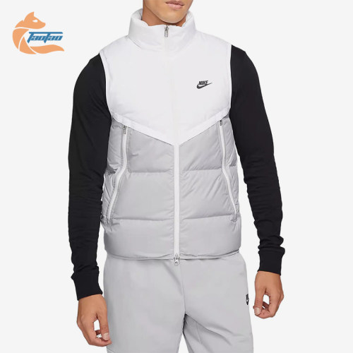 Nike/耐克正品新款男白灰色跑步轻盈保暖经典羽绒马甲DV0757-100