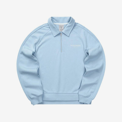 Skechers/斯凯奇正品2023春季女子半拉链时尚运动翻领卫衣