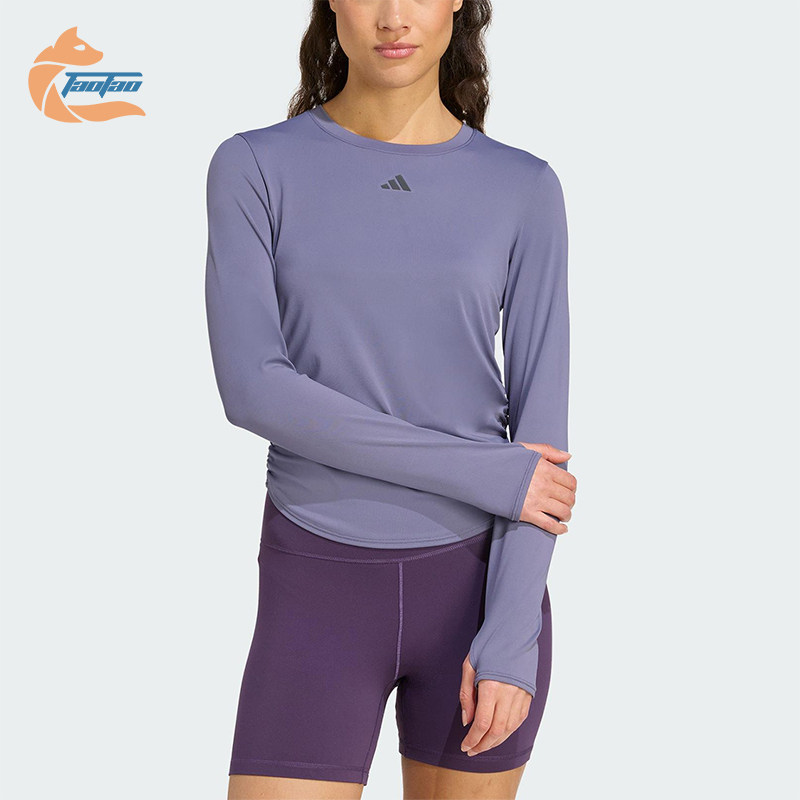 Adidas/阿迪达斯正品2025秋季款女士运动圆领修身长袖T恤KC2449