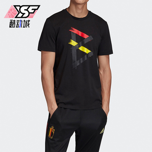 休闲印花圆领透气运动短袖 2025男士 T恤FI5418 阿迪达斯正品 Adidas