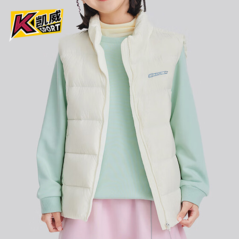 Skechers/斯凯奇正品运动保暖新款儿童轻薄梭织休闲简约羽绒马甲,童装/婴儿装/亲子装,羽绒马甲,淘宝优惠券,粉丝福利购,淘宝优惠卷