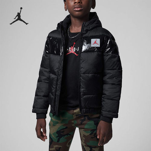 Nike耐克正品Jordan小童连帽拼接运动休闲长袖T恤DC0037-010