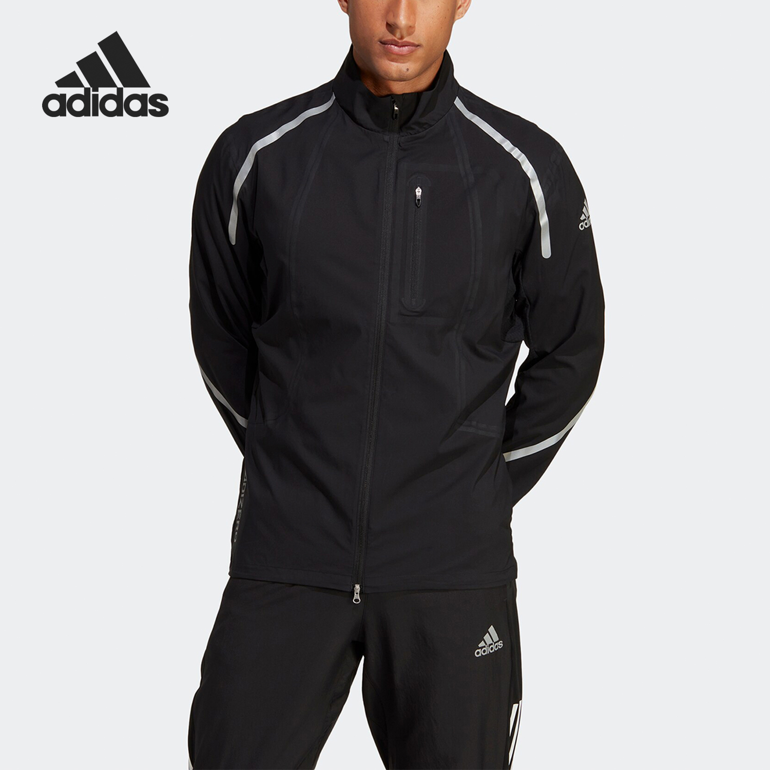 Adidas/阿迪达斯正品春秋男士立领跑步经典运动夹克外套HZ7094