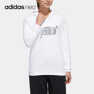 Adidas/阿迪达斯正品NEO女士印花运动透气休闲套头卫衣GK8776