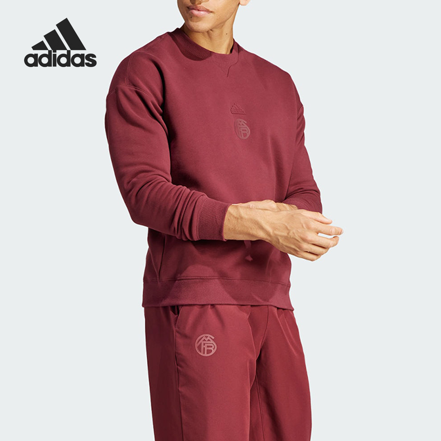 阿迪达斯男士休闲运动套头衫T恤