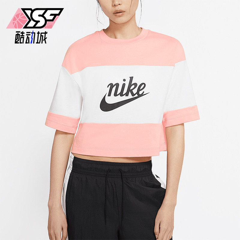Nike/耐克正品夏季新款女士拼接短款透气运动短袖CK1302-101图片