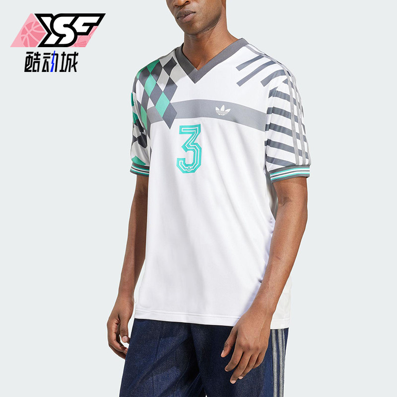 Adidas/阿迪达斯正品三叶草男士运动经典印花V领球衣短袖KD4870图片