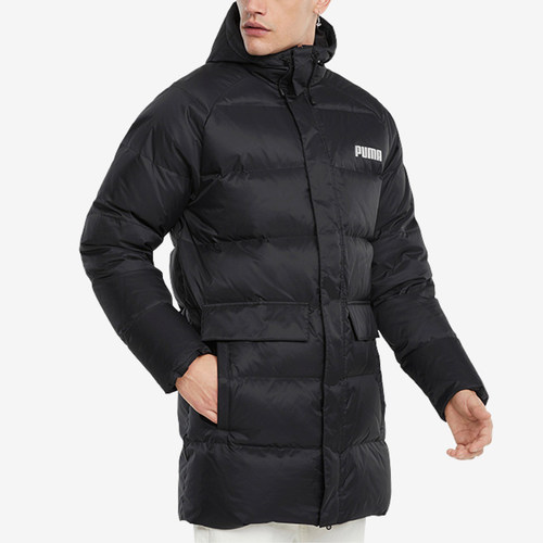 Puma/彪马正品秋冬新款男士中长款保暖连帽羽绒服846326-01