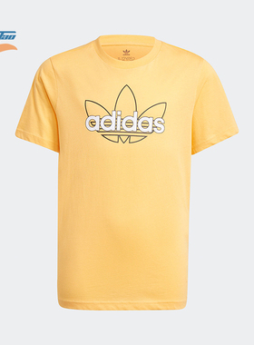 Adidas/阿迪达斯正品三叶草大童舒适圆领透气印花运动短袖GN2300