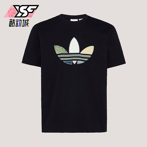 Adidas/阿迪达斯正品三叶草男士松弛感宽松经典日常印花T恤KW5671