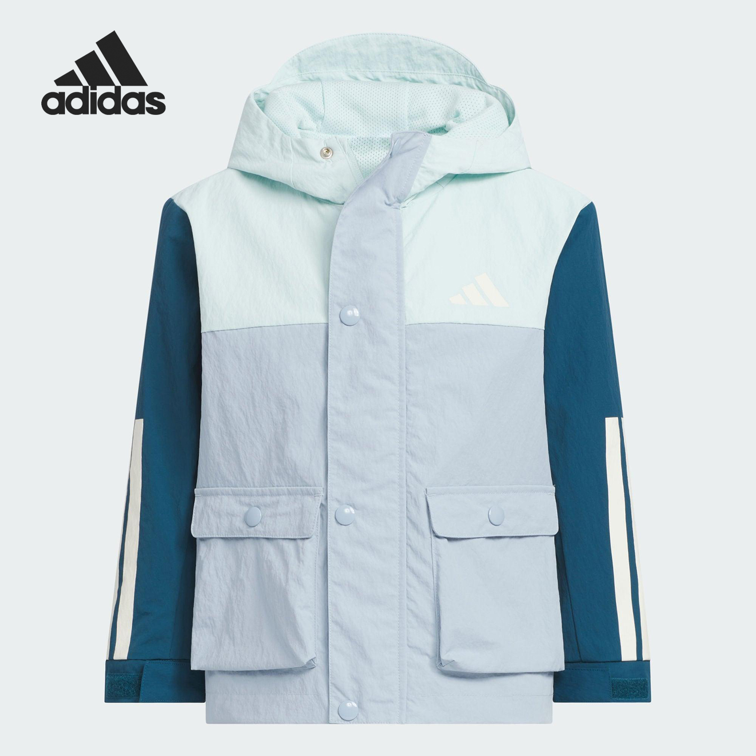 Adidas/阿迪达斯正品LK WV JKT儿童运动梭织拼接宽松外套KR8348
