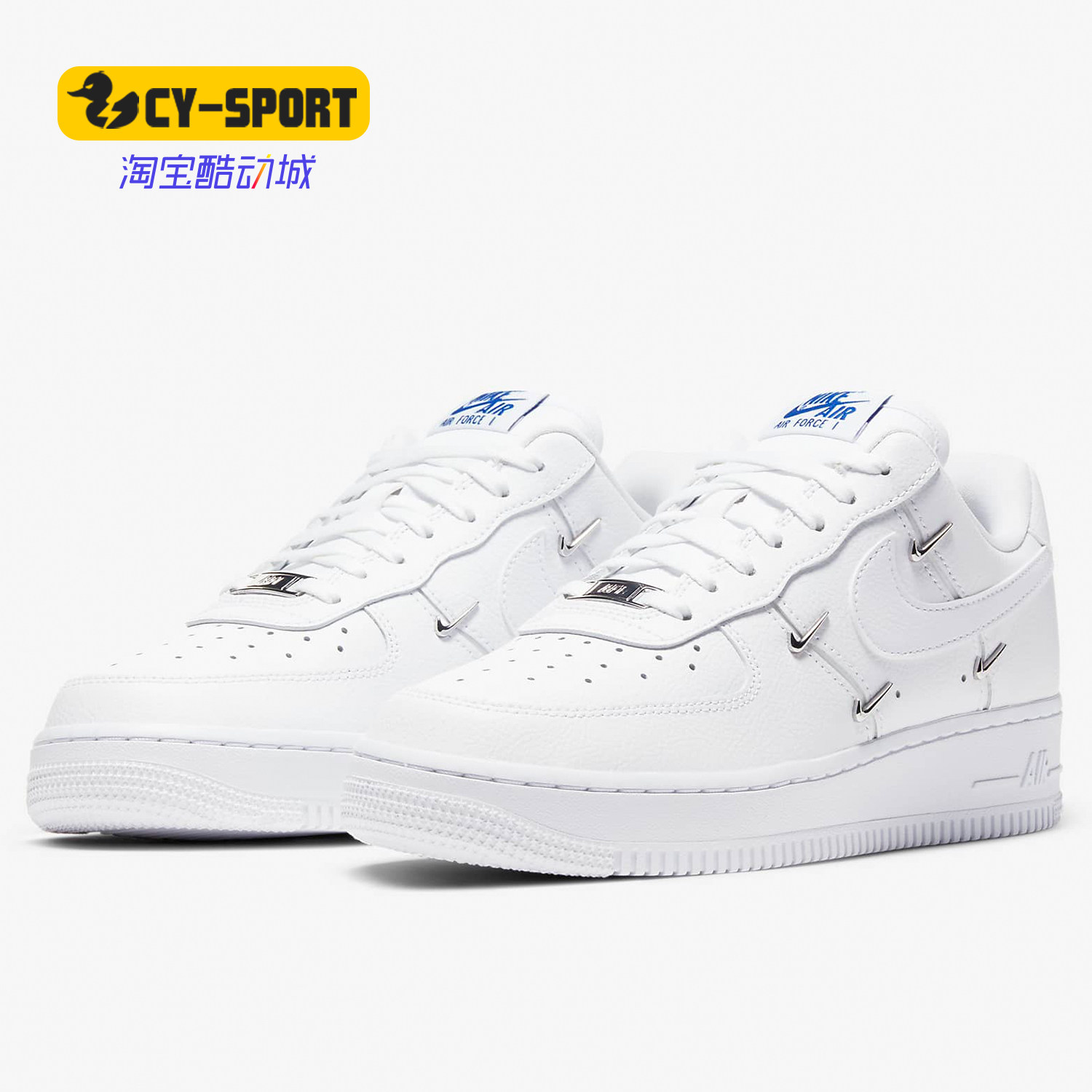 Nike/耐克正品 Nike Air Force1 AF1四钩纯白 白黑空板鞋CT1990