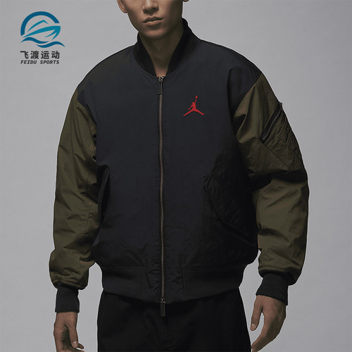 耐克男士运动拼接印花保暖棉服