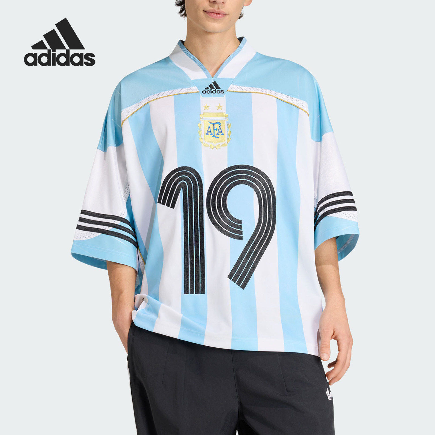 Adidas/阿迪达斯正品2026男士宽松V领球衣运动短袖T恤KD5982