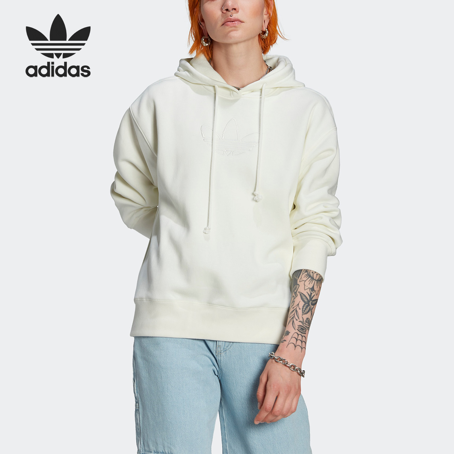 Adidas/阿迪达斯正品三叶草女子当季新款连帽运动卫衣HM1636