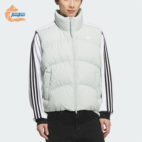 Adidas/阿迪达斯正品三叶草男女运动拉链保暖羽绒背心马甲KS8492