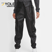 耐克正品 JORDAN女士休闲高腰运动皮质工装 长裤 Nike CW6487 010