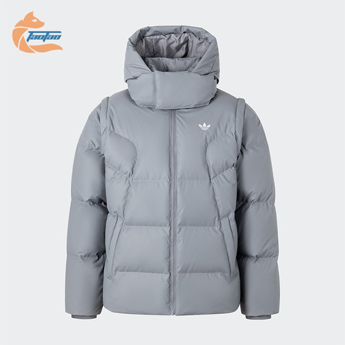 阿迪达斯男士可拆卸连帽羽绒服