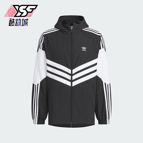 阿迪达斯男士宽松连帽防风服