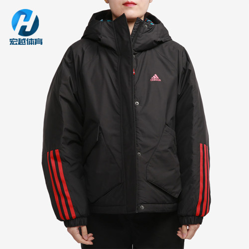 Adidas/阿迪达斯正品2025女士户外运动经典保暖连帽棉服GN7376