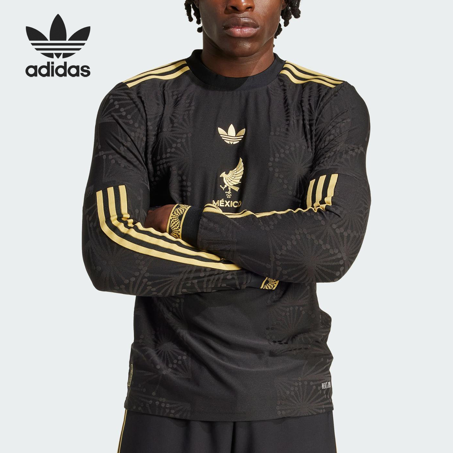 Adidas/阿迪达斯正品三叶草男士经典足球拼接透气运动长袖JM2534