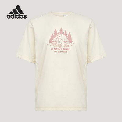 Adidas/阿迪达斯正品女士经典透气徒步运动印花短袖T恤LE4463