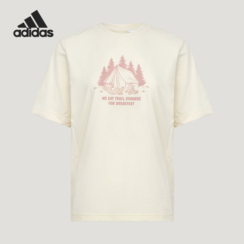 Adidas/阿迪达斯正品女士经典透气徒步运动印花短袖T恤LE4463