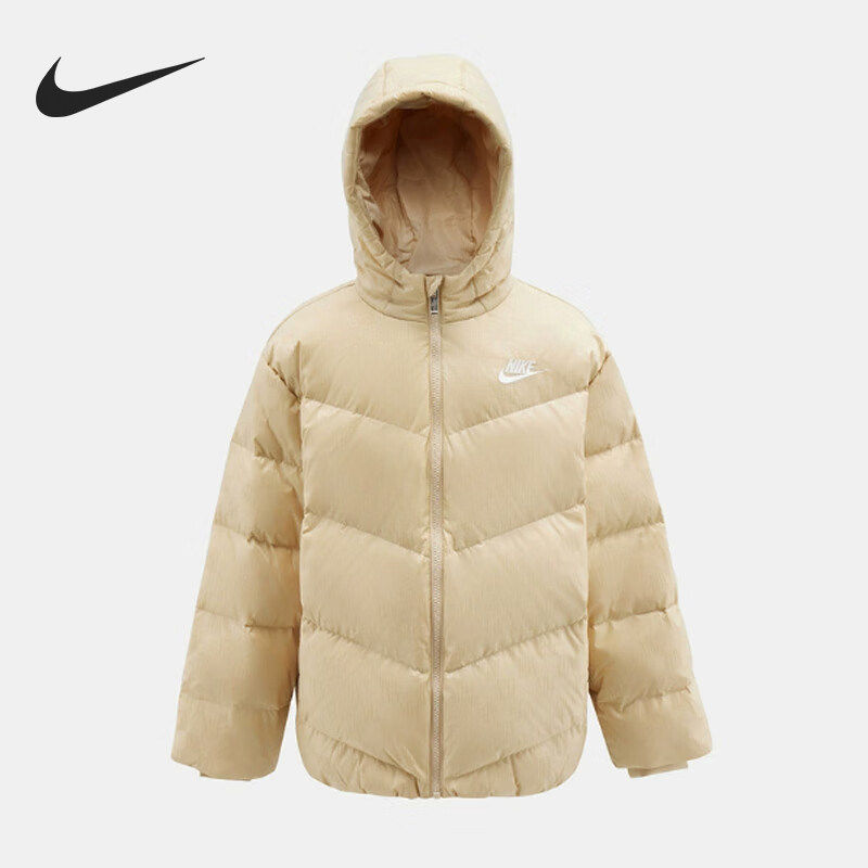 Nike/耐克正品新款儿童米白卡其色保暖连帽羽绒服IQ9935-101