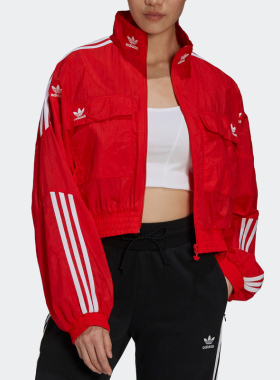Adidas/阿迪达斯正品三叶草女子高立领宽松运动外套 H22876