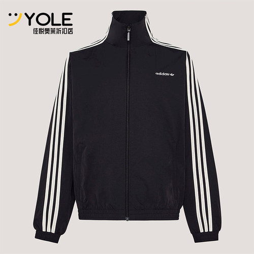 Adidas/阿迪达斯正品三叶草女士高领经典条纹日常休闲外套KX7977
