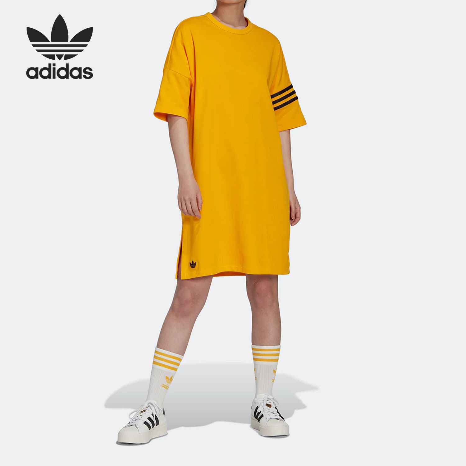 Adidas/阿迪达斯正品三叶草简约女子居家短袖连衣裙HM1748,运动服/休闲服装,运动连衣裙,淘宝优惠券,粉丝福利购,淘宝优惠卷