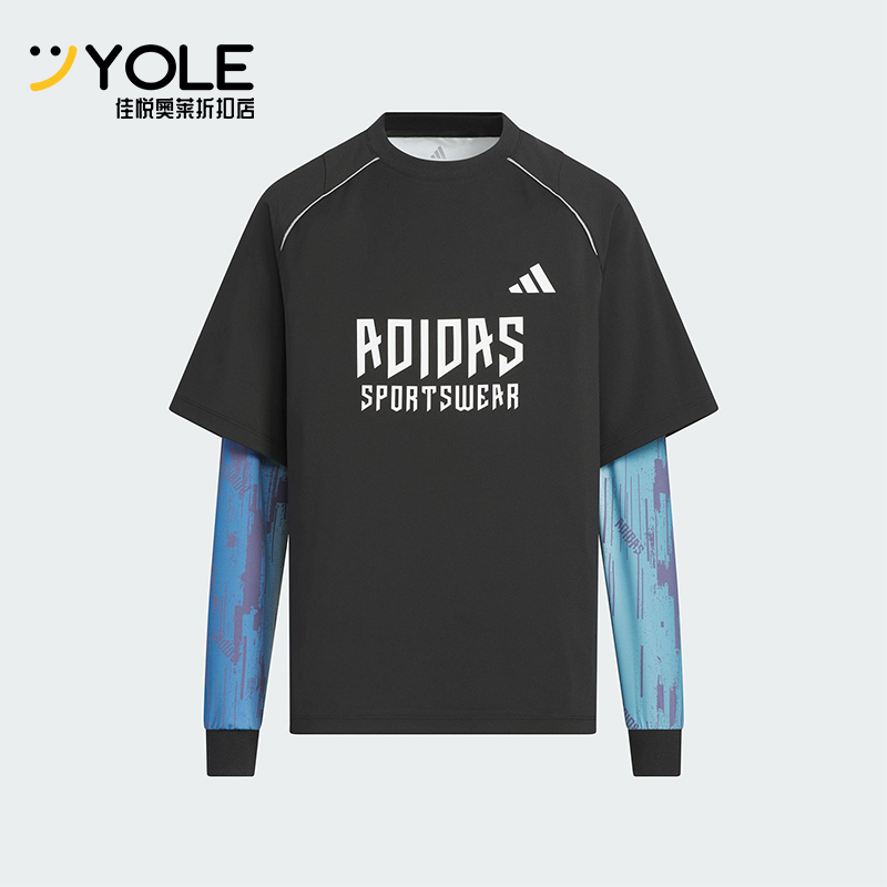 Adidas/阿迪达斯正品JK BTS 2IN1 TEE儿童套头宽松拼接长袖KC2548