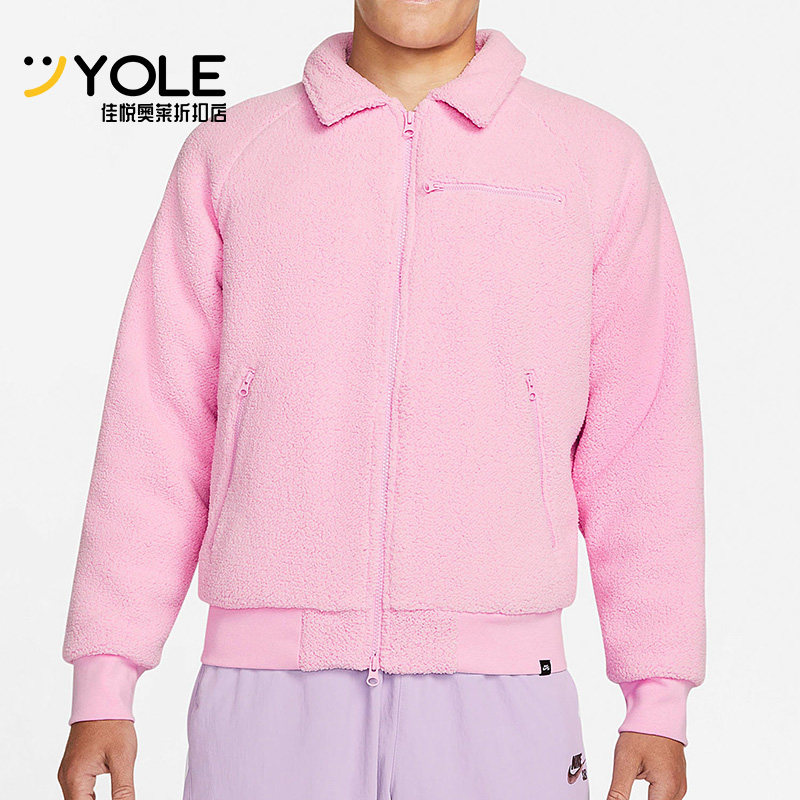 耐克男子羊羔绒保暖翻领运动外套