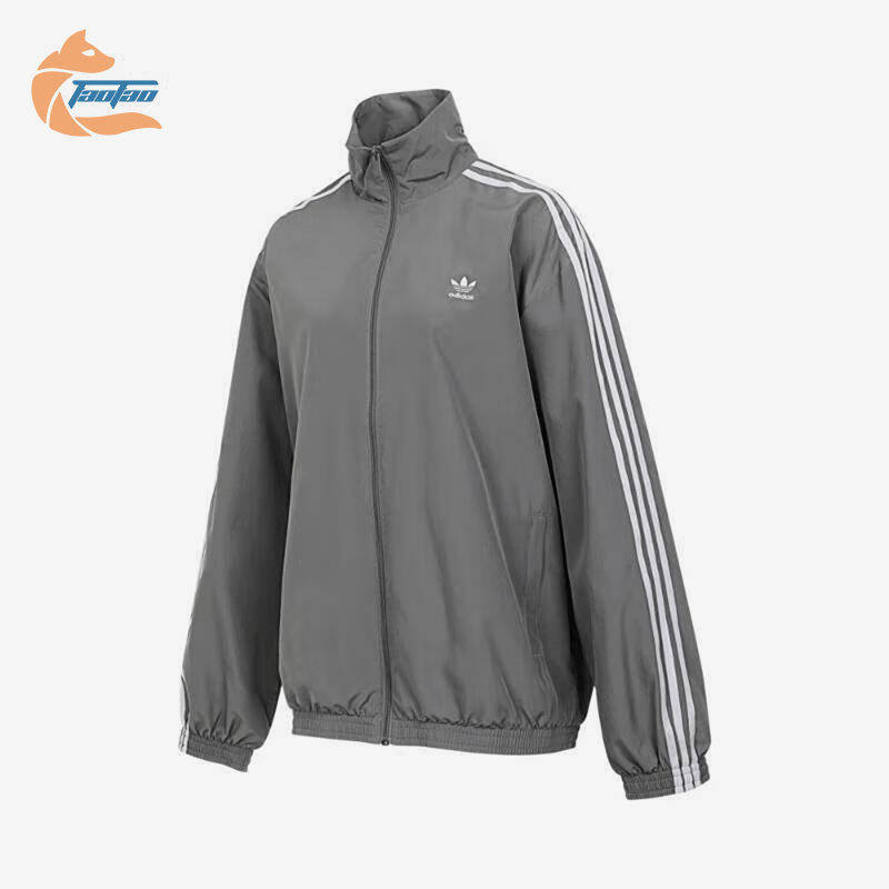 Adidas/阿迪达斯正品三叶草女士经典三条纹梭织翻领外套JD3394