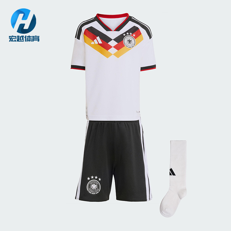 Adidas/阿迪达斯正品2025小童运动V领套头耐穿透气足球套装JZ4561