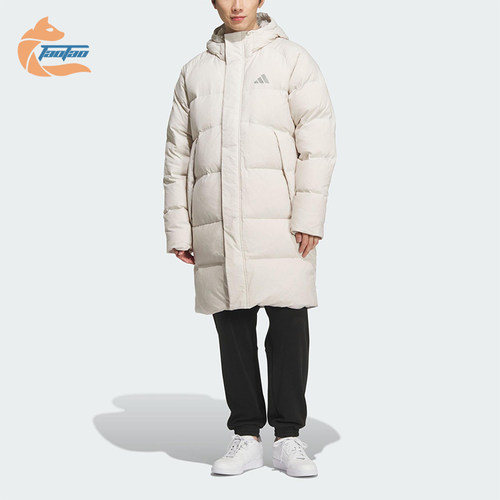 Adidas/阿迪达斯正品2025男女拉链长款连帽梭织运动羽绒服KR0935