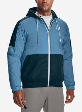 UA/安德玛正品运动男士训练保暖复古梭织连帽休闲外套1355849-422