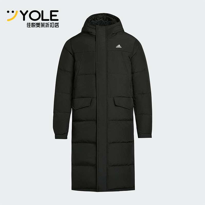 Adidas/阿迪达斯正品冬季男女连帽保暖长款运动休闲羽绒服KF6748