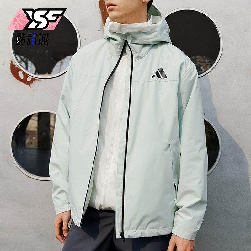 Adidas/阿迪达斯正品2025新款男女同款连帽宽松户外外套KB1751