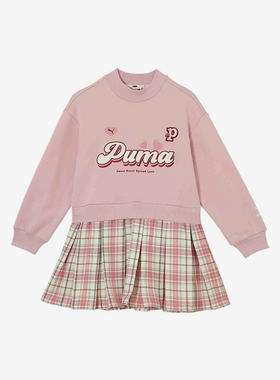 Puma/彪马正品2025新款儿童时尚简约休闲运动长袖连衣裙950002-01