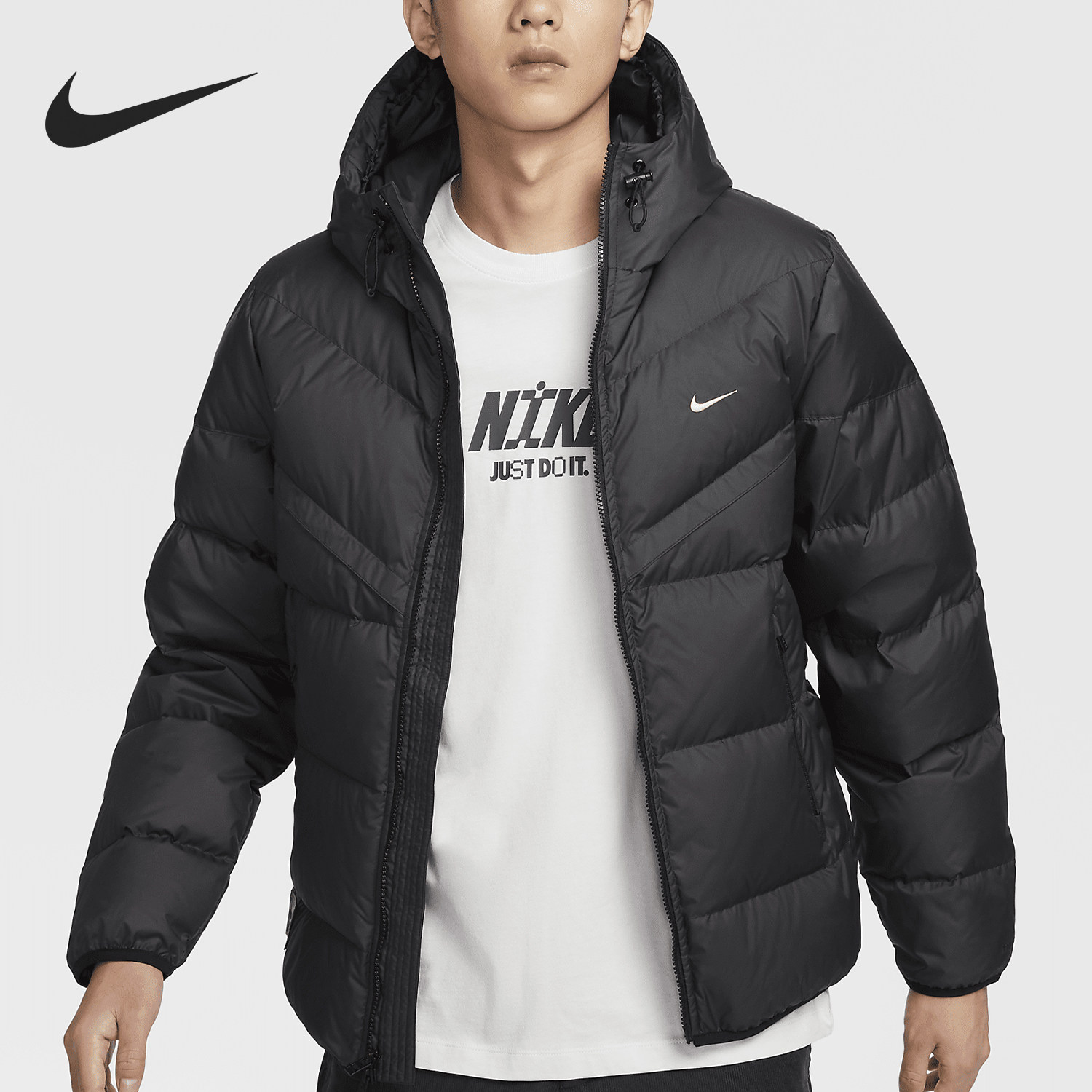 Nike/耐克正品当季新款男士连帽短款保暖羽绒服HQ4183-010