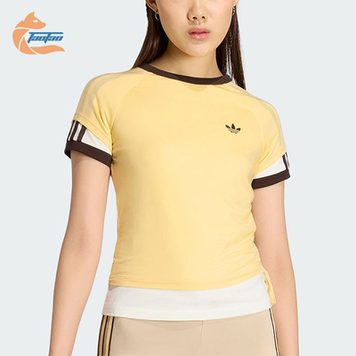Adidas/阿迪达斯正品三叶草女士圆领双层运动修身短袖T恤KW4526