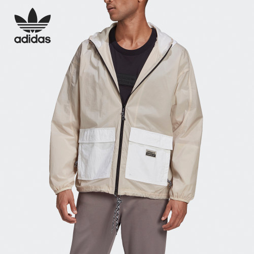Adidas/阿迪达斯正品三叶草男士拼接户外轻薄连帽外套GN3343