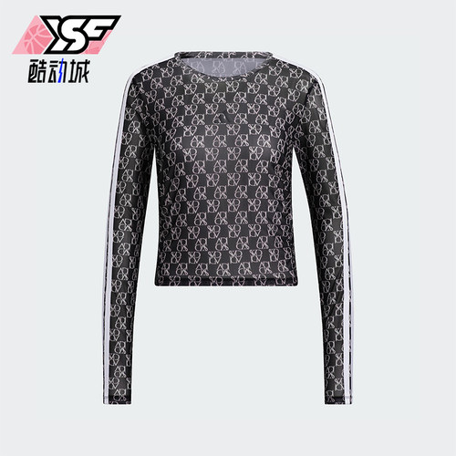 Adidas/阿迪达斯正品春季新款女士经典复古潮流圆领长袖T恤JY7665