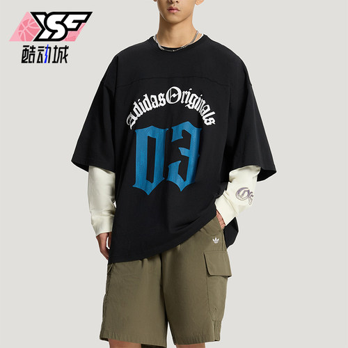Adidas/阿迪达斯正品三叶草男士透气运动时尚字母短袖T恤KT3039