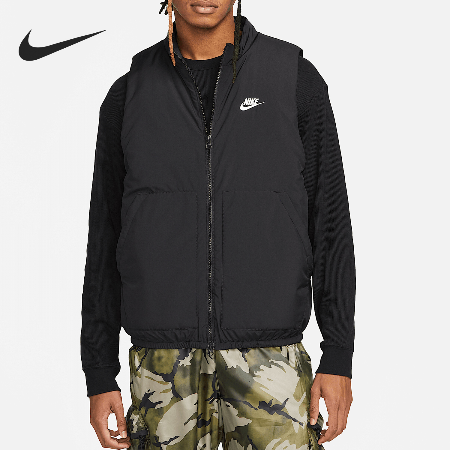 Nike/耐克正品新款男士经典立领保暖拉链棉马甲DX0677-010