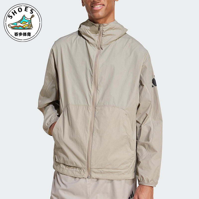 Adidas/阿迪达斯正品新款男士梭织休闲透气宽松连帽外套JF3293