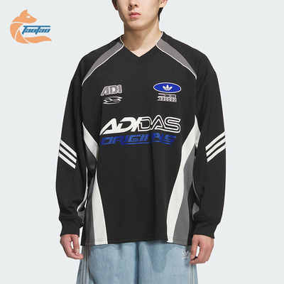Adidas/阿迪达斯正品三叶草男士运动宽松赛车风印花长袖KF5155